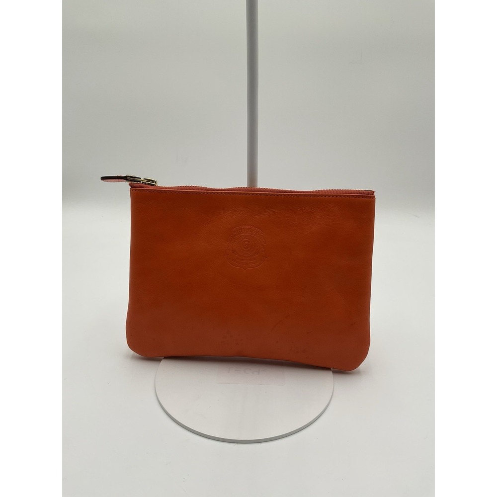 Ghurka Marley Hodgson Orange Leather Zippered Pouch Solid Interior